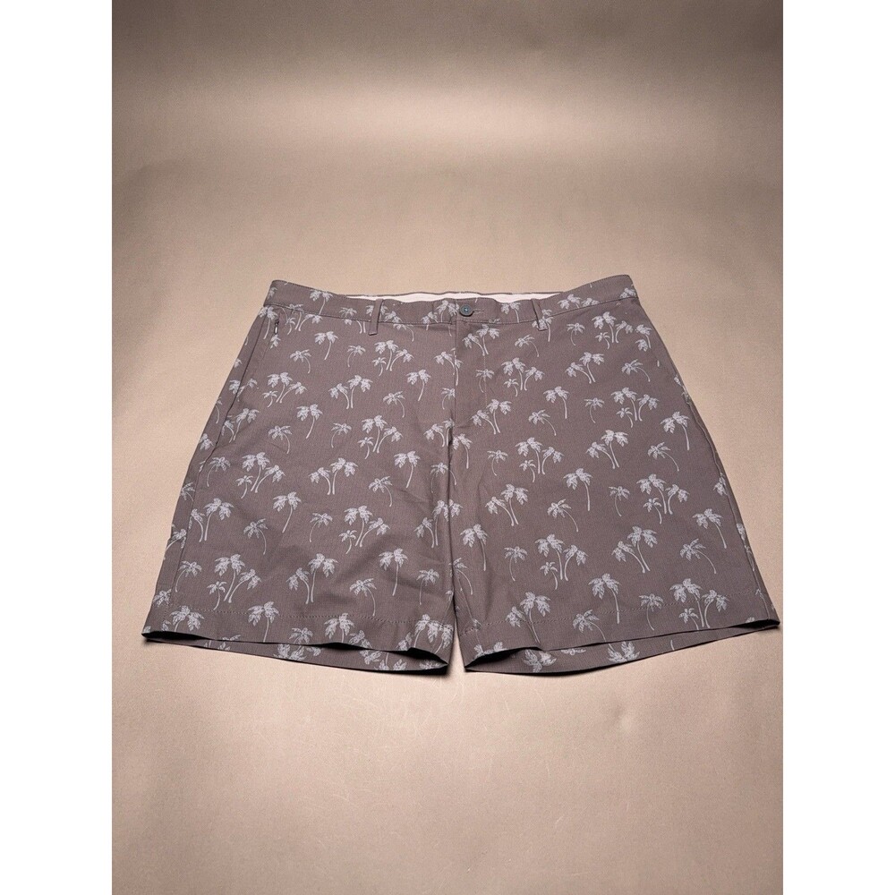 Tommy Bahama Resort Palm Print Shorts Men 38 Stretch Golf Coastal 8” Dark Gray